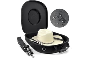Foeran Travel Hat Case For Cowboy Panama & Fedora Hat, Waterproof & Crush Proof Cowboy Hat Box Wide-brimmed Hats Storage Holder Hat Carrier - Large, Black