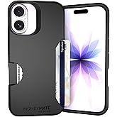 Scooch for iPhone 17 Case with Card Holder, Moneymate Wallet Case with Hidden Card Slot and Protection for 4 Cards, 10-Foot Drop Protection, Black