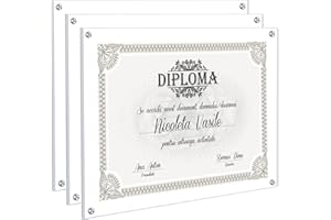 Kalami 3 Pack 11x14 Acrylic Wall Mount Picture Frame Self Adhesive, Floating Frameless Clear Photo Frame for Diploma Certificate Degree Document Display Gallery Wall-Full Frame Size 12.4x15.4