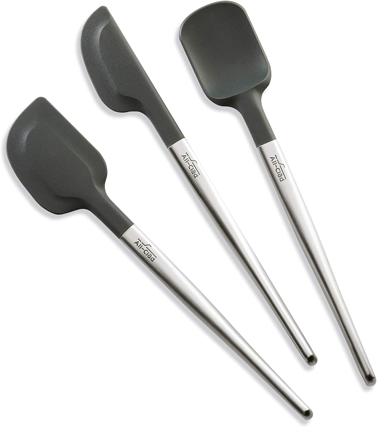 All Clad K147S3 Silicone Tools 3Piece Spatula Set, Stainless Steel and