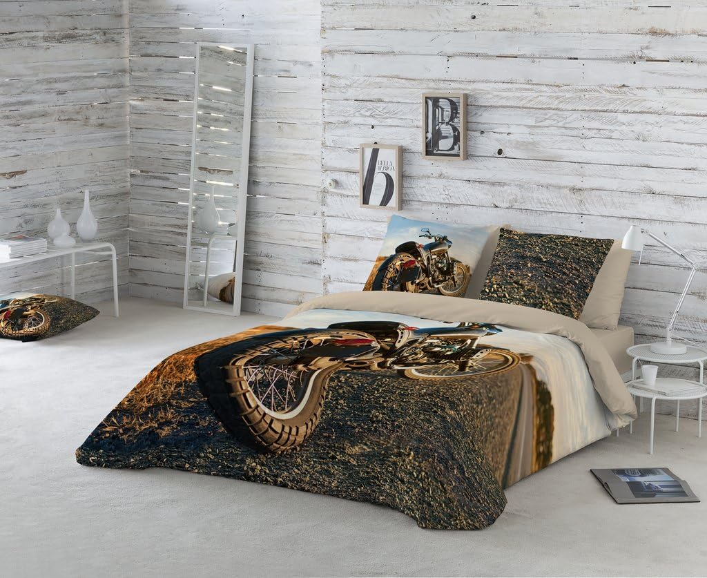 Duvet cover MOD. MOTO bed 90 cm. (150 cm. X 260 cm. ) + 1 PILLOW COVER (45X110 cm) 100% COTTON Available for bed of 90 105 135 150 and 180.