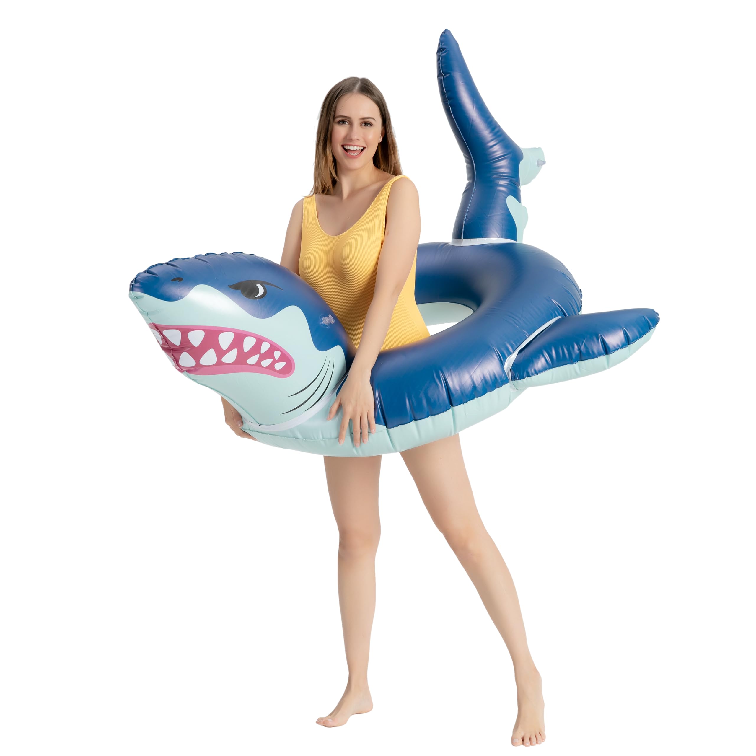 Inflatable Shark Raft Mua Sloosh Shark Pool Float Raft - Inflatable Shark Swim Pool Tube ...