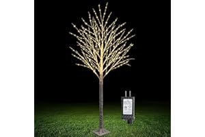 IJG 6FT 500 LED Lighted Birch Tree with Twinkle Lights, LED Birch Tree with Timer for Outdoor Indoor Home Party Yard Easter Christmas Decoration (Warm White Light)
