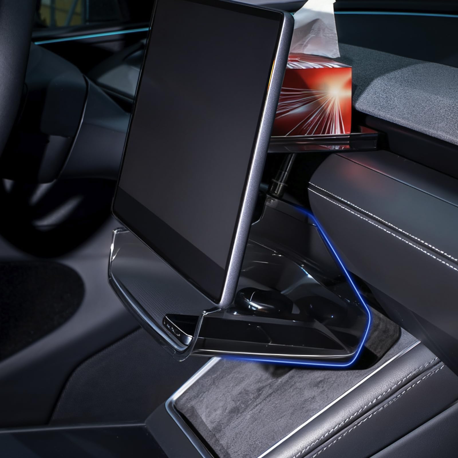 Photo 1 of NOVCAPAR Under Screen Storage Organizer, Fit for 2024-2025 Tesla Model 3 Highland & 2025-2026 Model Y Juniper, Hidden Organizer Under Center Screen, Magnetic Installation, Anti-Slip