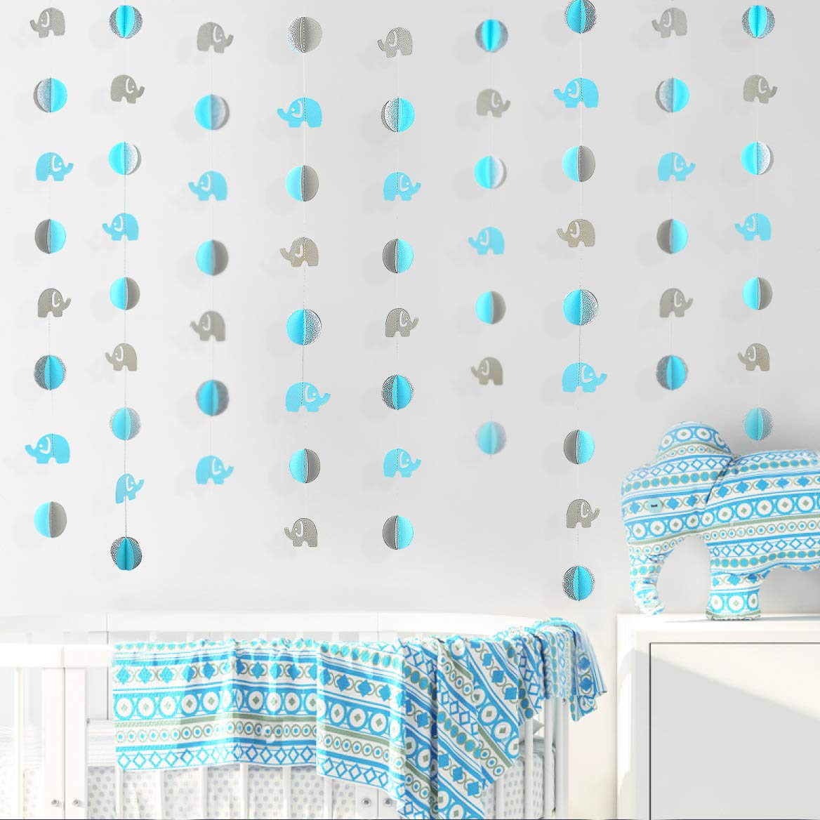 Amazon Com Pinkblume 39 4ft Blue Gray Elephant Hanging Decor 3d