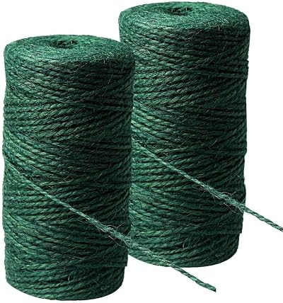 nuoshen 2 Rolls Green Hemp Garden Twine 200m 656ft Natural Jute String