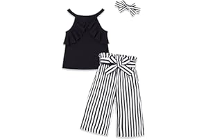 MIGU Toddler Girls Clothes Summer Outfits Sets with Short Sleeve T-Shirt Top + Girls Casual Pants +Headband 3Pcs Set