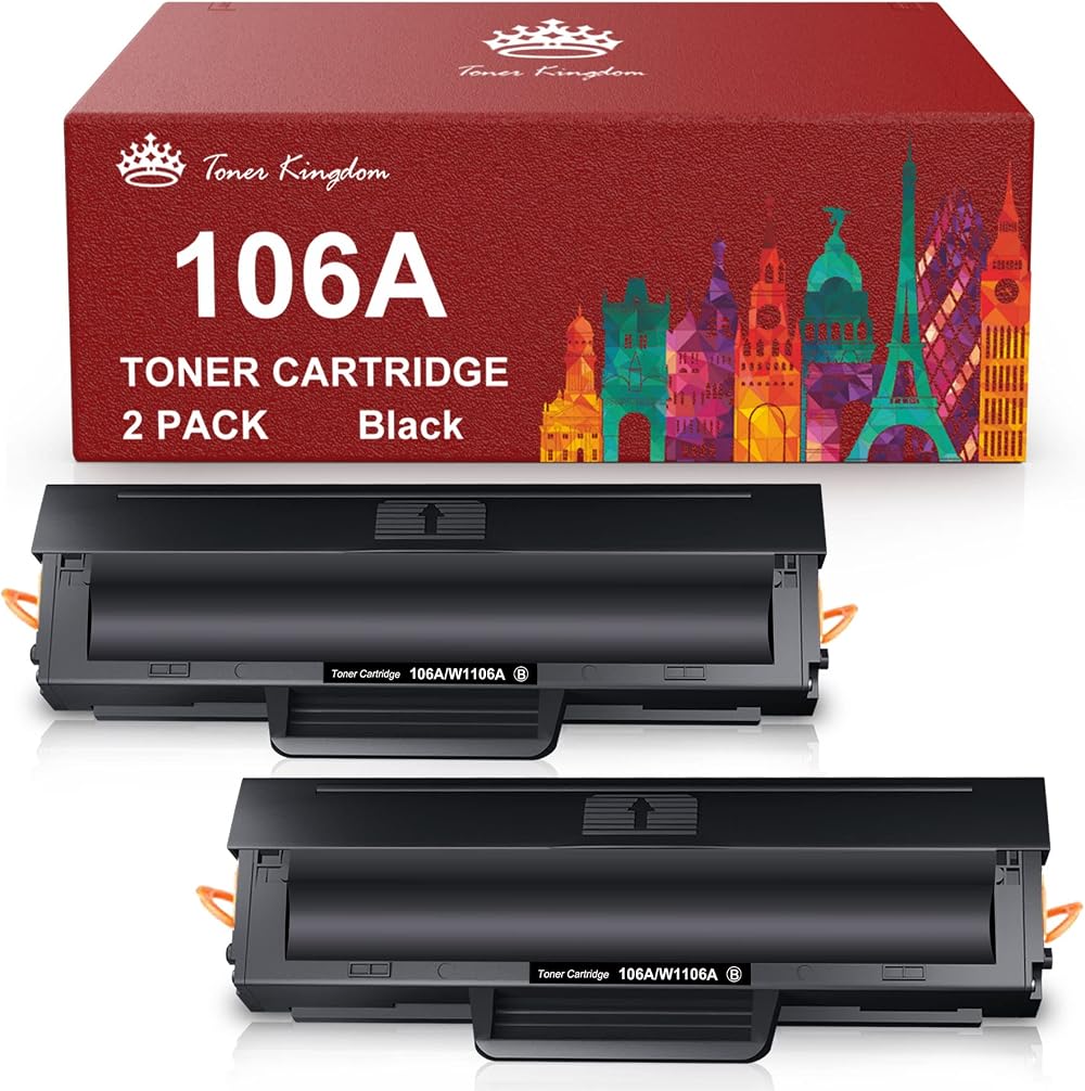 Toner Kingdom 106A Black Toner Cartridge for HP Laser 107 135 137 Series W1106A