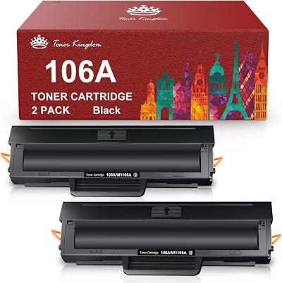 Toner Kingdom 106A Black Compatible HP W1106A Toner Cartridges for Laser 107a