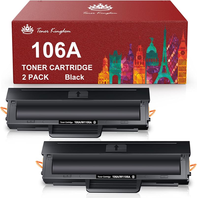 Toner Kingdom 106A Black Toner Cartridge for HP Laser 107 135 137 Series W1106A
