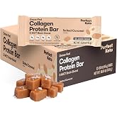 Perfect Keto Collagen Protein Bars, Salted Caramel | 12 Pack | 11g Grass Fed Protein &amp; MCT Oil | High Fiber, Low Carb &amp; No Added Sugar | Gluten &amp; Dairy Free | Supports Cognition &amp; Satiety
