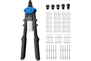 VORXEON 13" Heavy Duty Hand Riveter Tool Kit Professional Pop Rivet Gun with 200Pcs Rivets 3/32" 1/8" 5/32" 3/16" 1/4" for Fu