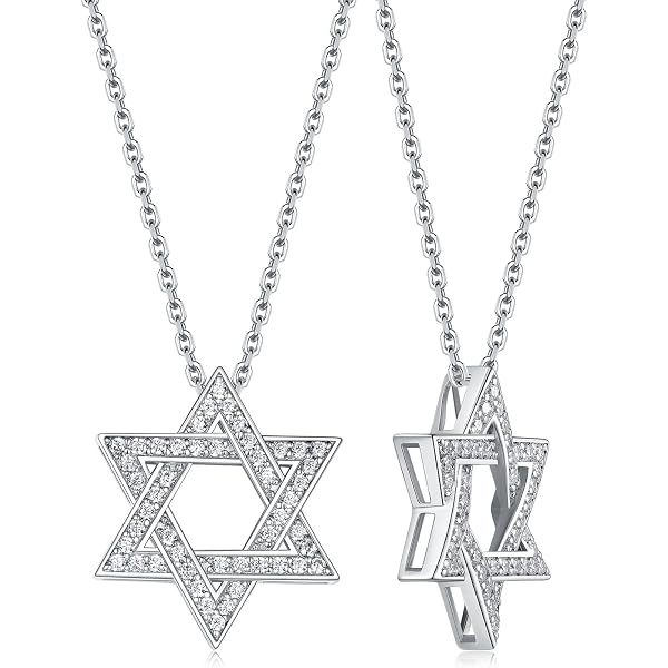 EUEAVAN Collana Shema Yisrael Con Stella Di Davide Bicolore, Ciondolo In Acciaio Inox Con Preghiera Ebraica, Gioiello Religioso Per Donne E Uomini
