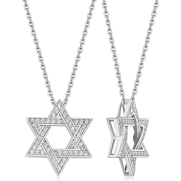 EUEAVAN Collana Shema Yisrael Con Stella Di Davide Bicolore, Ciondolo In Acciaio Inox Con Preghiera Ebraica, Gioiello Religioso Per Donne E Uomini