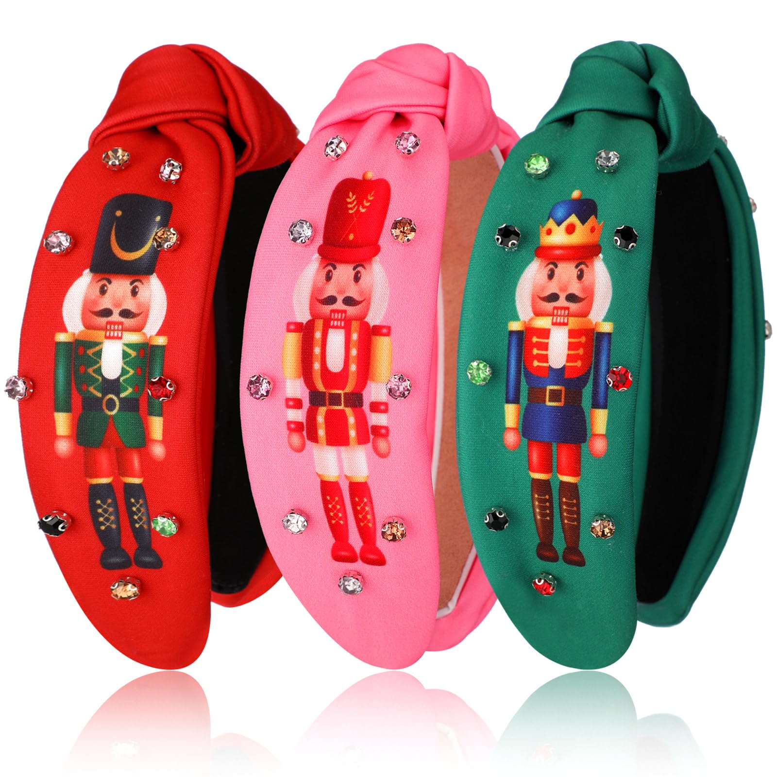 Photo 1 of ** MISSING PINK** Hoteam Nutcracker Rhinestone Knotted Jeweled Headband for Women Crystal Headband Embellished Wide Top Knot for Halloween Hair Accessories