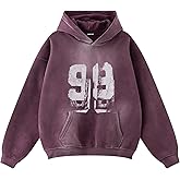 Vamtac Oversized Acid Wash Hoodie Men Number 99 Graphic Hoodies Heavyweight Fleece Hooded Sweatshirt 2026 Fall