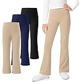 KEREDA 3 Pack School Uniform Pants for Girls Flare Leggings Bell Bottoms Trendy Clothes for Teen Girls Kids