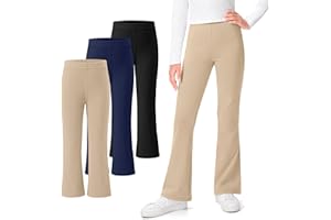 KEREDA 3 Pack School Uniform Pants for Girls Flare Leggings Bell Bottoms Trendy Clothes for Teen Girls Kids