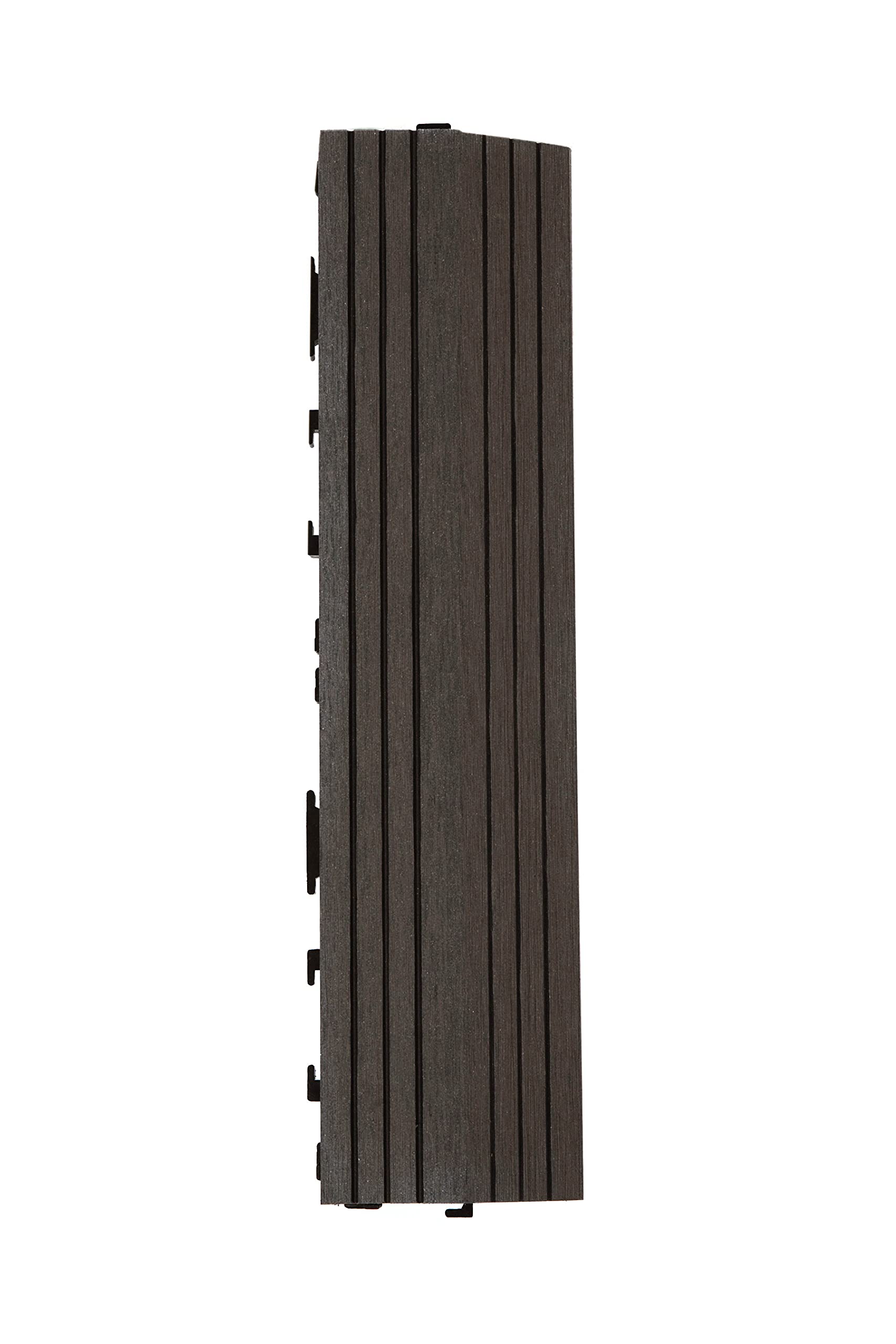 GreenBrokers DEKCO 1 Piece Composite Wood Plastic Decking Interlocking Tiles with Woodgrain Effect 30cm x 7cm, Brown Straight Edge