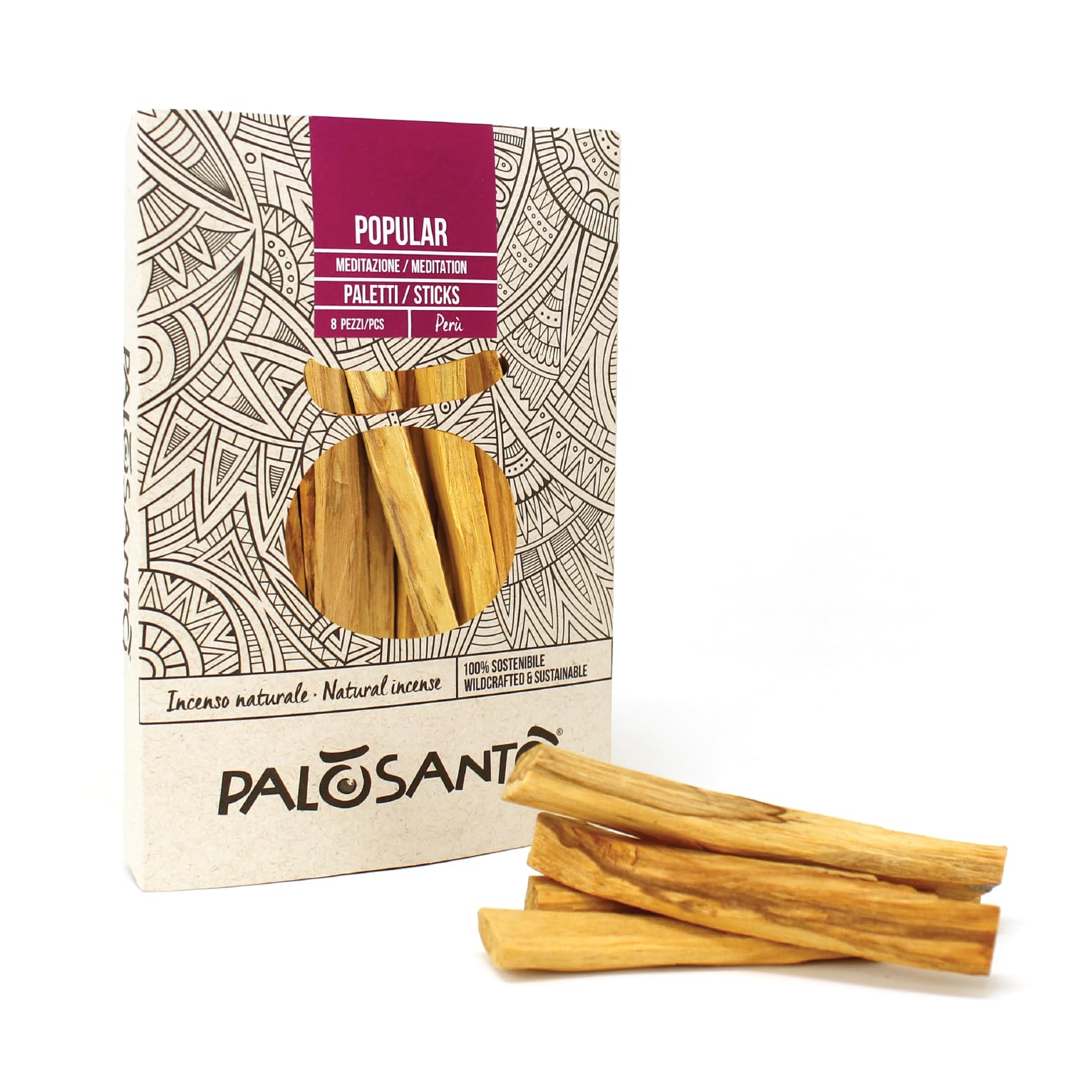 PALOSANTO - Palo Santo Sticks Popular Ayabaca from Peru - 8 Wood Sticks 10cm - Natural Incense for Stress Relief and Meditation - Palo Santo Wood Wild Harvested & Sustainably Sourced
