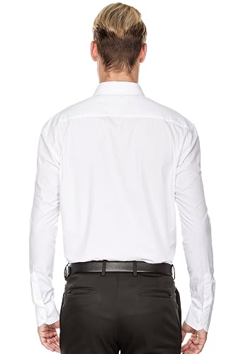 luxton dress shirts Mens Navy Blue and White Checkered Dress Shirt