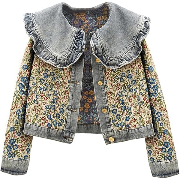 BlueFire2015 Women's Sweet Peter Pan Collar Long Sleeve Jacquard