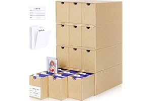 Leyzan Card Storage Box for Toploader, 12 • 600 Count Cardboard Trading Card Organizer Box with Dividers for Sports TCG Mtg, brown