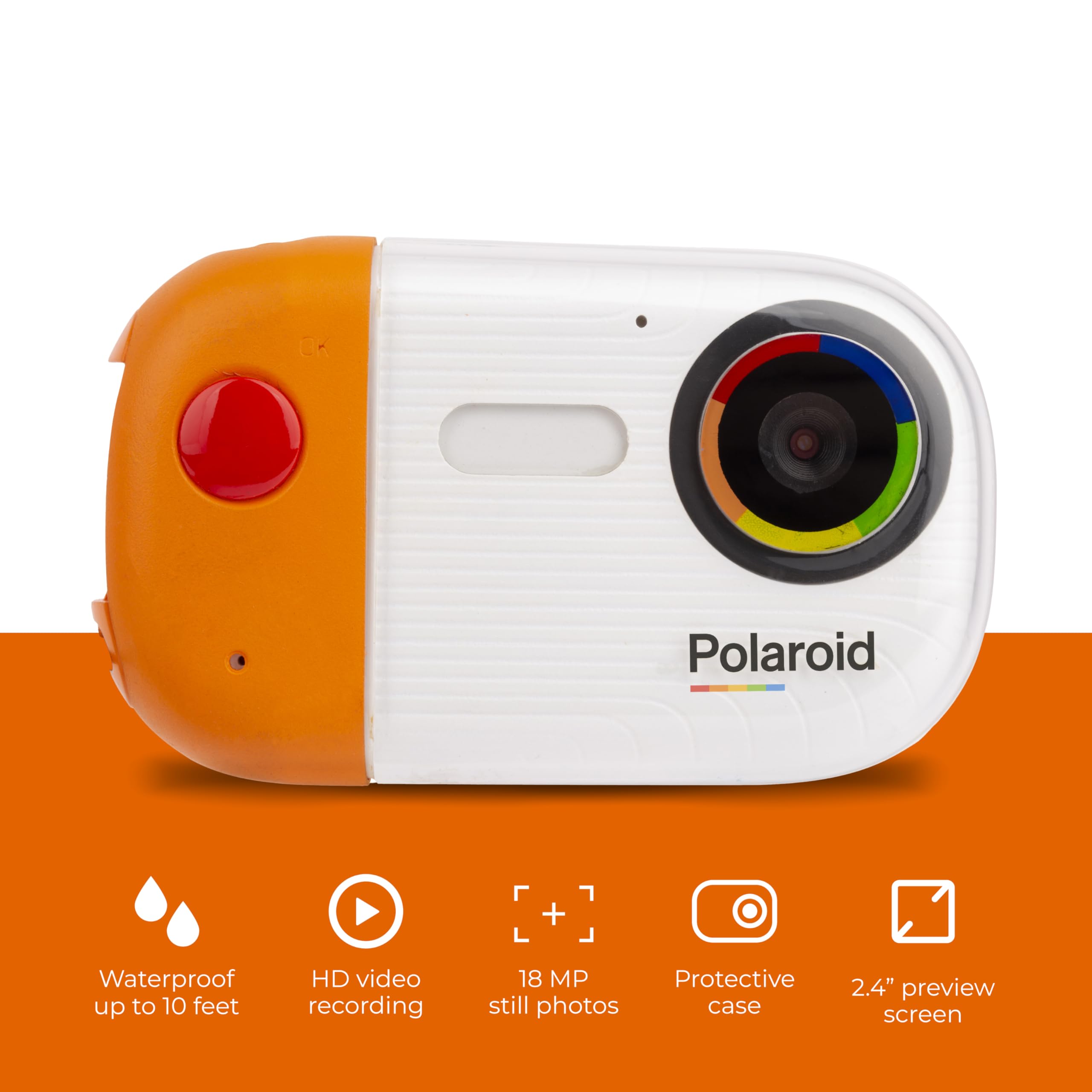 Polaroid Underwater Camera - 18MP 4K UHD, Waterproof for Snorkeling & Diving with LCD Display, USB Rechargeable
