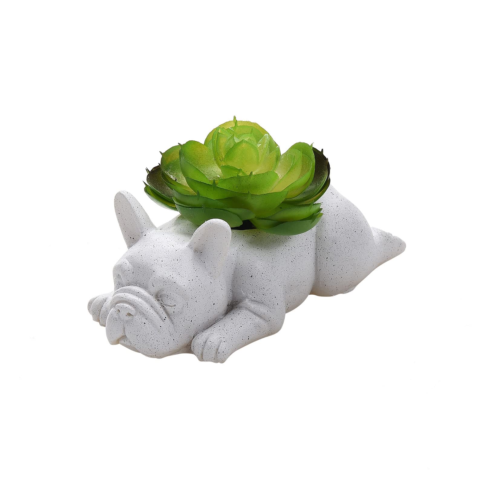 Photo 1 of UIYIHIF Resin Dog Succulent Planter Mini Puppy Air Plant Planter,French Bulldog Shape Cute Bonsai Flower Pots for Home Garden Office Desktop Decor (No Plants), White