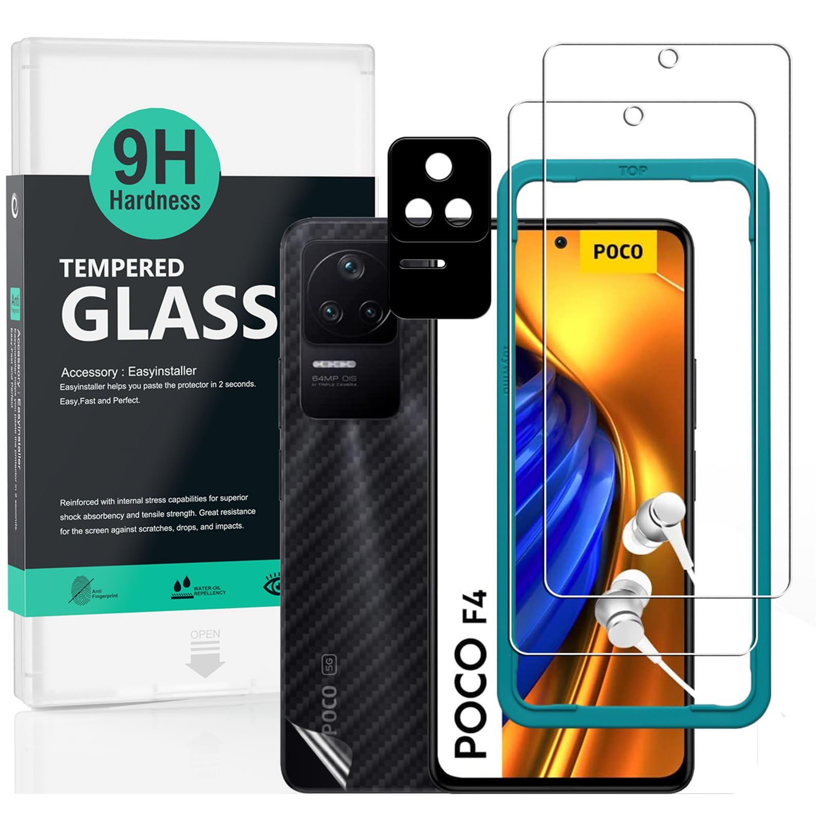 Ibywind Screen Protector For Xiaomi Poco F4 5G 6.67"[2 Pack],9H Hardness Tempered Glass,With 1Pc Camera Lens Protector,Easy to Install