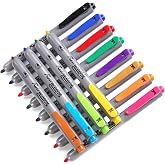 WRITECH Assorted Colors Permanent Markers: Retractable Fine Tip Pen 12ct | Quick-Dry Permanent Ink Clickable Marker Pens For Labeling Art Office Projects Perfect For Home Meeting Signing Marking