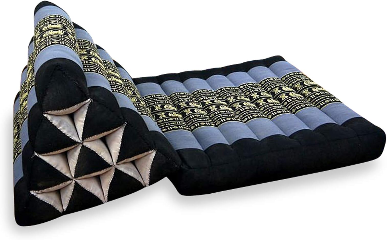 Asia Wohnstudio 1 Fold With Extra Large Triangle Cushion, 100% Natural Kapok Filling, Thai Xxl Jumbo Pillow, Headrest (Thai Cushion Seat Fold)