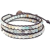 Ayriwoyi Genuine Stone Wrap Bracelets for Women Natural Crystal Beaded Wrap Bracelet 2/3/5 Adjustable Bohemian Bracelets Jewelry Gifts for Women Mom
