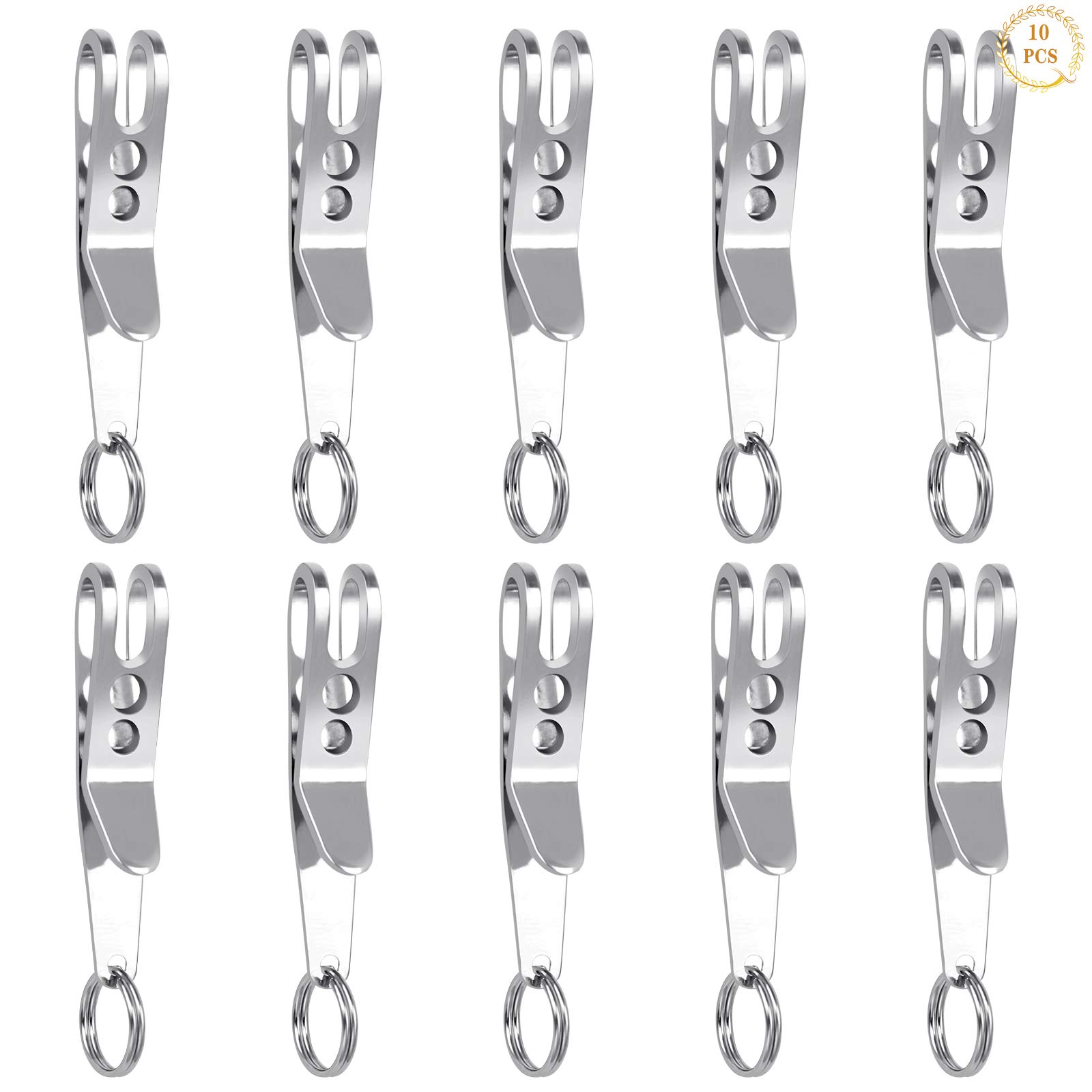 Iyowei 10Pcs Keychain Suspension Clip, EDC Suspension Clip Hanger Tactical Clip Pocket Clip with Key Ring Multi-Purpose Key Holder for Belt, Clothes Pockets, Sports Pants
