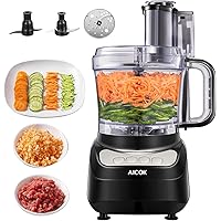 Food Processor, AICOK 12 Cup Vegetable Chopper for Slicing, Shredding, Mincing, and Puree, 4 Speed Food Processor…