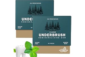 VIVOUNITY Underbrush Remineralizing Chewing Gum, Organic Natural Mastic Mint Underbrush Gum Sugar-Free Freshen Breath for Teeth & Gum Health Enamel Care 2 Boxes (Mint)
