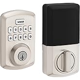 Weiser Powerbolt 3 Satin Nickel Keyless Entry Door Lock/Deadbolt Lock, 10-Button Keypad Door Lock with Auto Lock and 12-Month