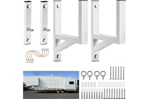 B4B BANG 4 BUCK Ladder Rack for Trailer, Side Mount Trailer Ladder Rack with Rubber Pads Bungee Cords Hooks, Fits Open/Enclosed Trailer Side Walls Garages Tool Sheds Gardens, 400 LBS 2 Pack