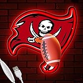 Football Team Neon Sign, Cool Dimmable Light Up Football Team Logo Hanging USB Powered for Wall Decor Art, Man Cave, Bedroom, Game Room Deco, Birthday Christmas Merch Gift for Boys Fans (Bucanears)