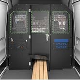 StarONE Van Partition Bulkhead Fit for Ford Transit 150/250/350 High-Roof | Steel Bulkhead with Hinged Door for Driver Protection;Lockable；Noise &amp; Heat Barrier; Long Material &amp; Quick Tool Access
