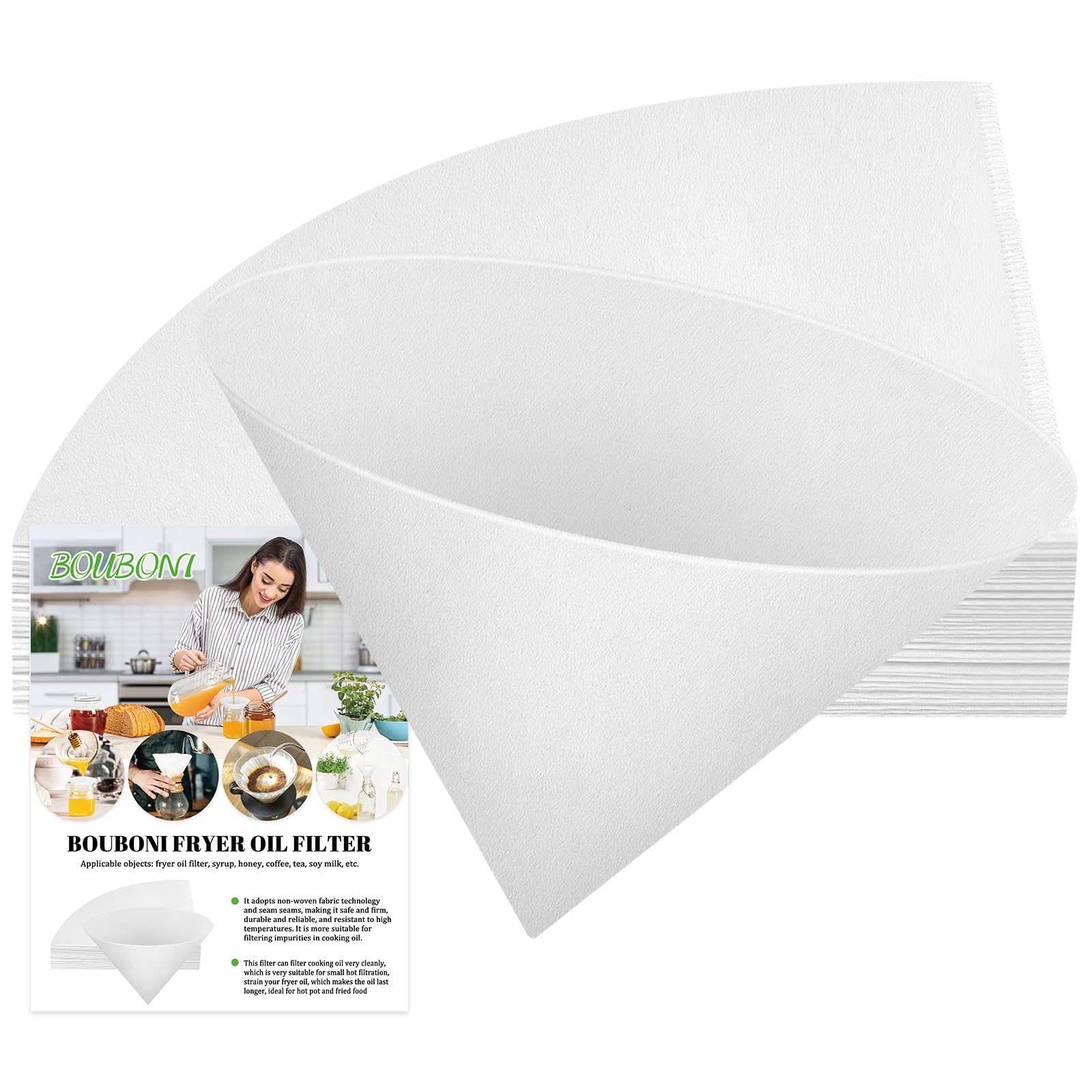 Photo 1 of 10" Fryer Oil Filter 25pcs Non Woven Cooking Oil Filter Grease Filters for Deep Fryer Maple Syrup Filter Cones White Beeswax Filters for Hotels Restaurants Cafes Food Trucks Kitchens