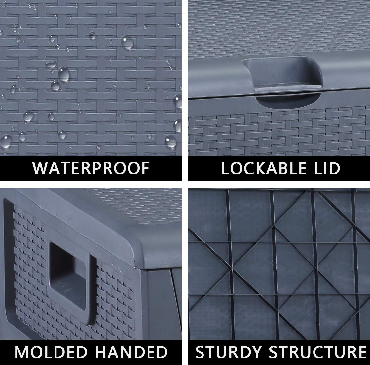 120 Gallon Patio Stroage Deck Box Waterproof Plastic Outdoor Storage Container for Patio Furniture Cushions,Pool Toys,Garden Tools: Home Improvement