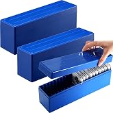 3 Pcs Plastic Coin Slab Storage Box Compatible with 20 Slab Coin Holders | Blue Specie Collection Box Specie Storage Case Trays for Collectors Office School Home Bank Supplies