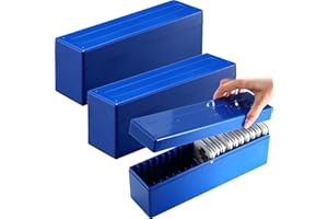 Yexiya 3 Pcs Plastic Coin Slab Storage Box Compatible with 20 Slab Coin Holders Blue Specie Collection Box Specie Storage Case Trays for Collectors Office School Home Bank Supplies