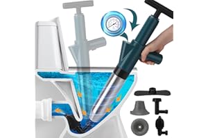 Vertdens Toilet Plunger，Toilet Plunger Air Drain Blaster, High Pressure Drain Plumb Plunger Gun,High Pressure Air Drain Blaster Gun with Real-Time Barometer,Stainless Steel Air Plungers