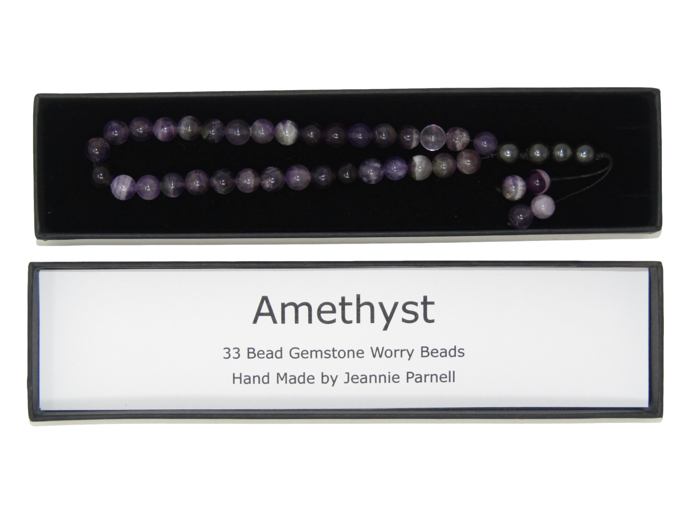 N8 BWAM Worry Beads 8mm Amethyst Gemstone Beads and Accessories in Gift Box Handmade Design by Jeannieparnell