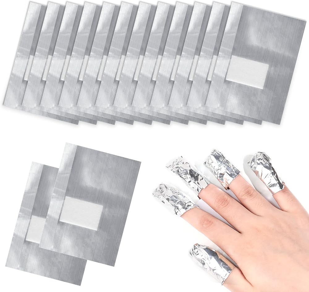 Qufiiry 100 Pcs Nail Foil Remover Wraps with Pre-attached Cotton Pads 9x6.5cm
