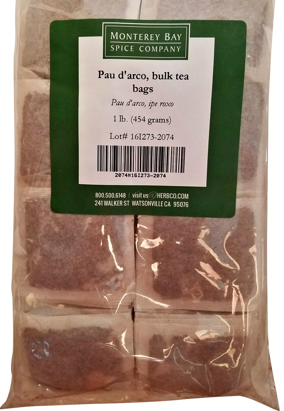 Pau D'Arco ALL-NATURAL HERBAL TEA 200 Bags 1 LB (Tabebuia Impetiginosa) (inner bark) - Approximately 200 Individual Tea Bags Bulk (16 oz) Caffeine Free