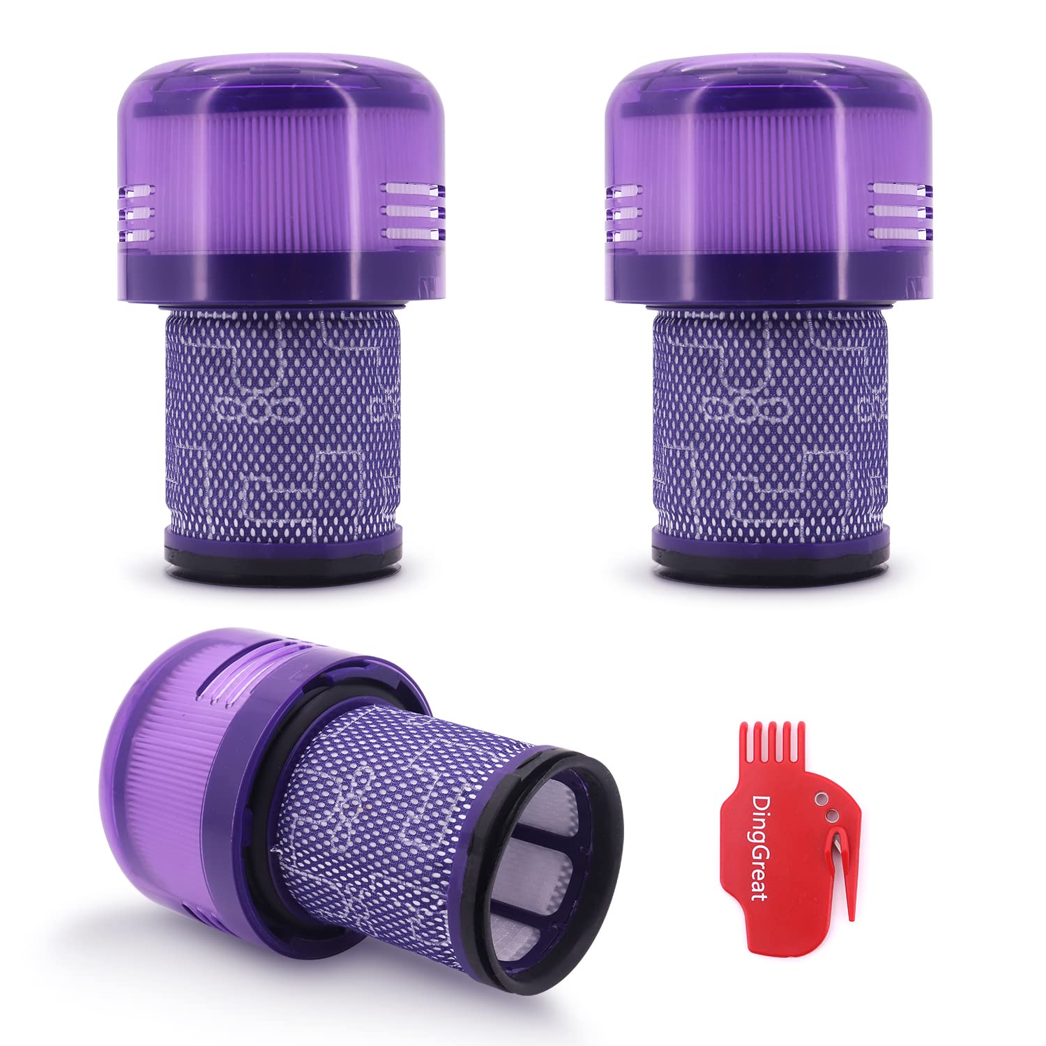 DingGreat Replacement V12 Filters for Dyson V12 Detect Slim Vacuum Cleaner - 3 Pack, SV34, SV35 Vacuums, Washable & Durable Handheld Filters # 971517-01