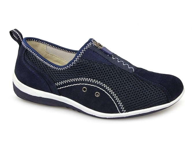 Ladies Navy Zip and Elastic Gusset Leisure Casual Shoe Navy size UK